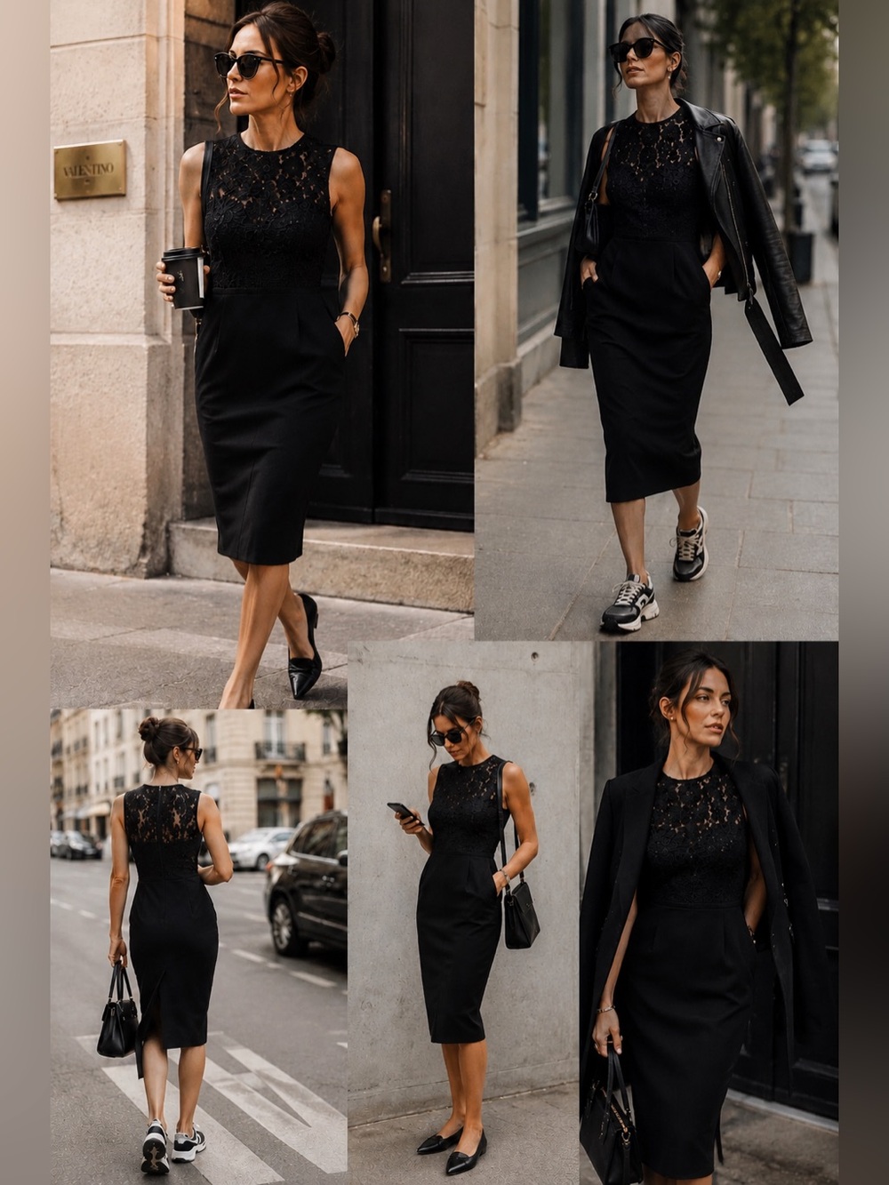 Valentino Sleeveless Black Lace Yoke Sheath Midi Dress Size L
